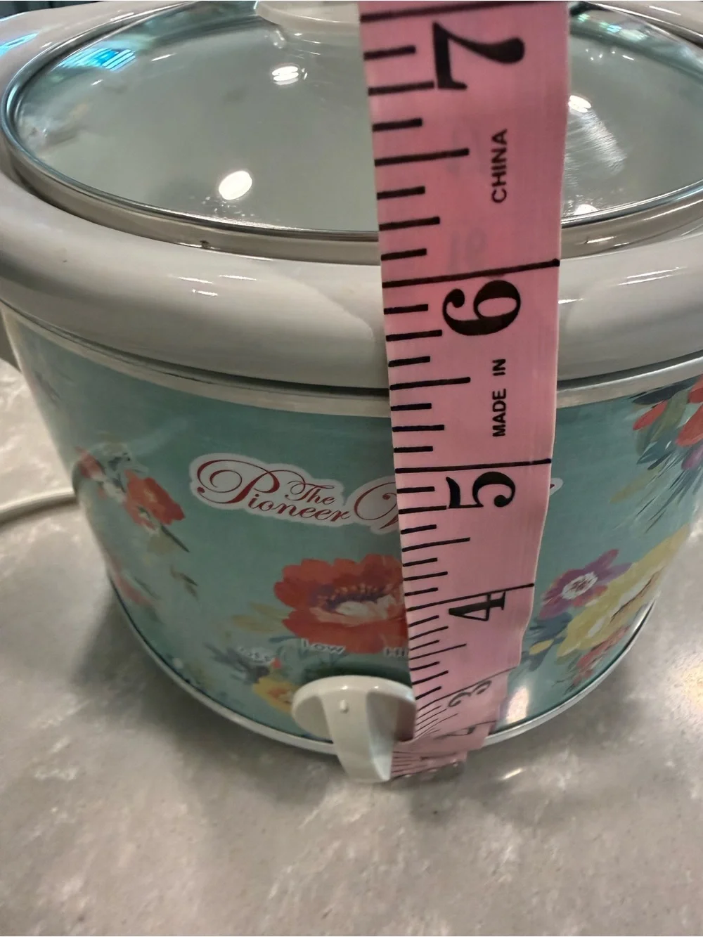 Pioneer Woman 4 Qt Slow Cooker Floral Aqua Crock Pot Glass Lid NWOT